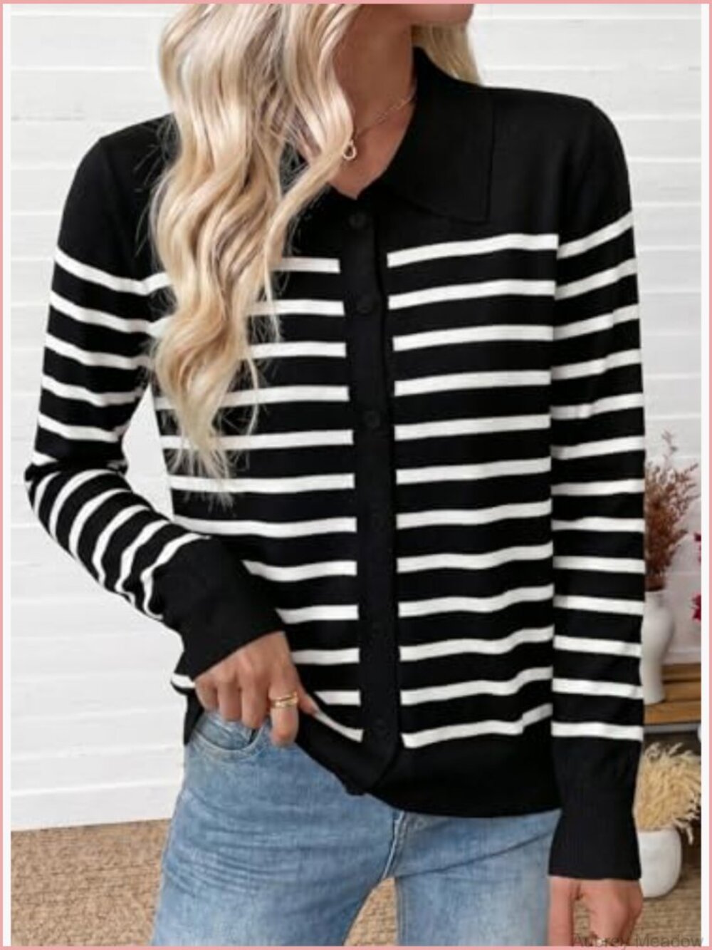 Lightweight Wool Blend Long Sleeve Lapel Collar Button Down Cardigan - Picture 3 of 7